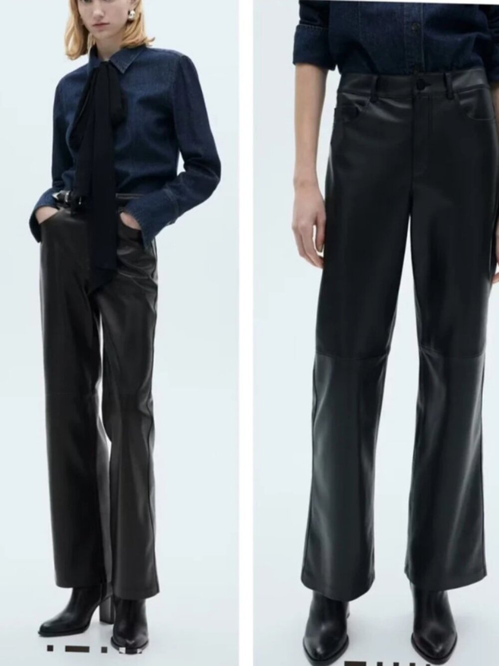 Mango Black Faux Leather 5 pocket Bootcut Pants - Women's, NWT, 6